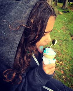 Woman standing on field