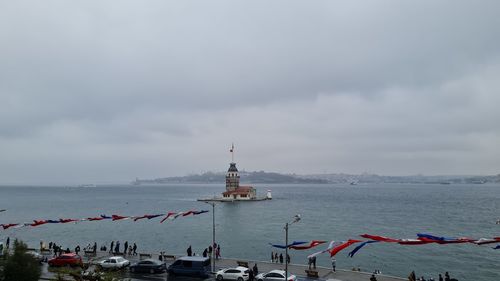 Scenic view of sea against cloudy sky