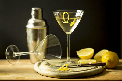 Close-up of drink in glass on table