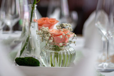 Close-up of christmas decorations on table