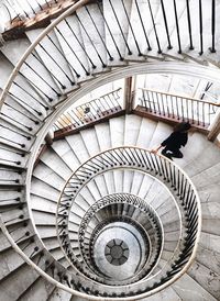 High angle view of spiral staircase in building