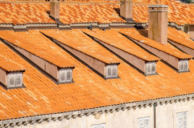 Tiled roof of building