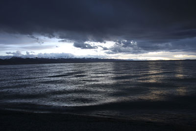 Scenic view of sea against sky during sunset