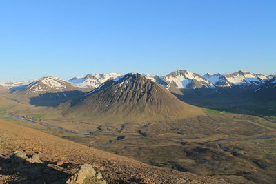 Snowcapped mountains in western iceland 