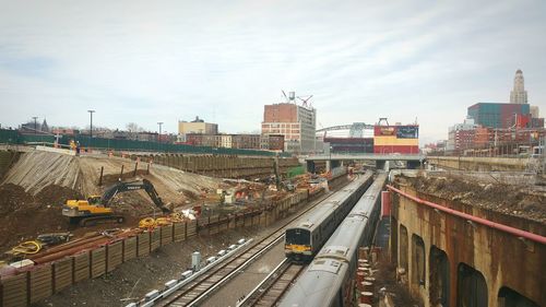 Railroad tracks in city