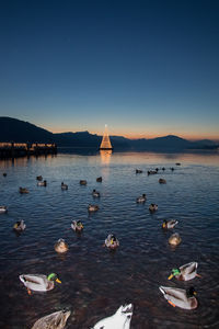 Scenic view of lake against clear sky