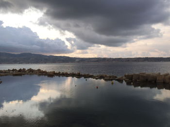 Scenic view of lake against sky