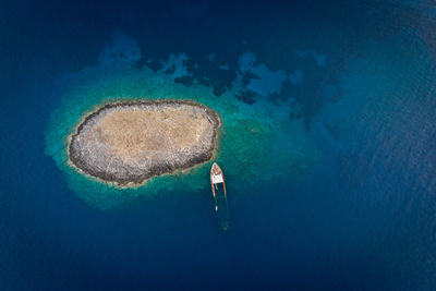 High angle view of person swimming in sea