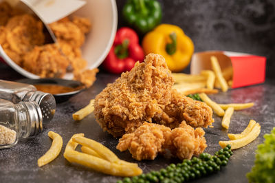 Close-up of food on table