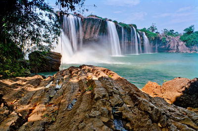 Scenic view of waterfall