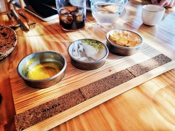 High angle view of food on table