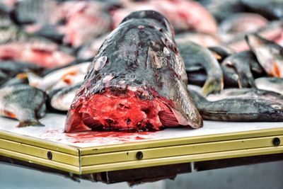 Close-up of fish for sale in market