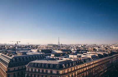 High angle view of buildings in city