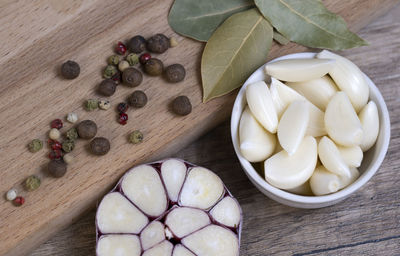 High angle view of chopped vegetables on cutting board