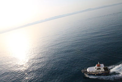 Boat sailing in sea