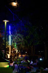 Illuminated christmas tree at night