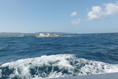 View of ferry boat in sea
