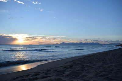 Scenic view of sea during sunset