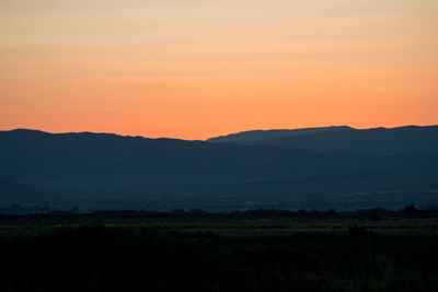 Silhouette of mountains at sunset