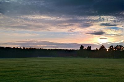 Scenic view of field against sky during sunset