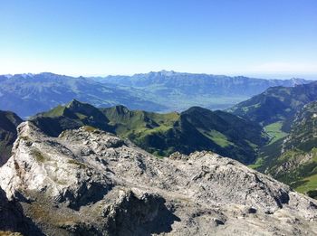 Scenic view of mountains against clear sky