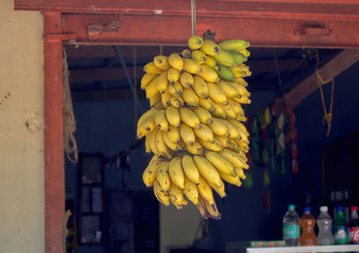 Close-up of fruits hanging in market