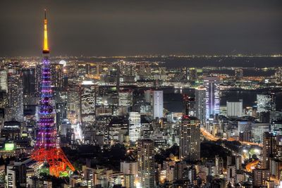 City lit up at night