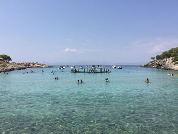 Aponisos beach, a pebble beach in a small cove with sheltered swimming, on the island of agistri