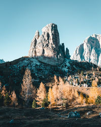 View of rock formation against clear sky