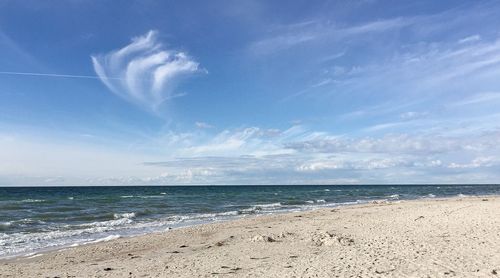 Scenic view of sea against cloudy sky