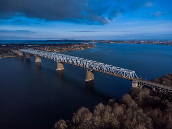 Aerial photo of old lillebælt bridge, denmark