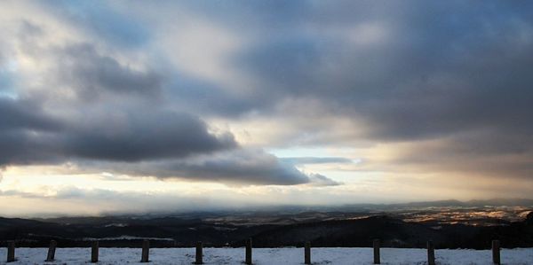 Scenic view of frozen lake against sky