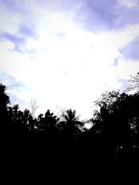 Low angle view of silhouette trees against sky