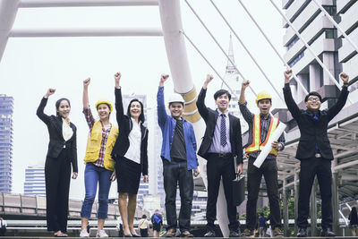 Group of people against the sky