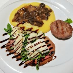 High angle view of meal served in plate