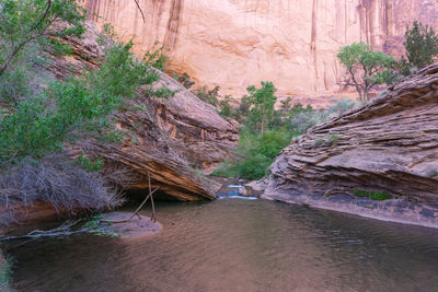 Rock formations by river