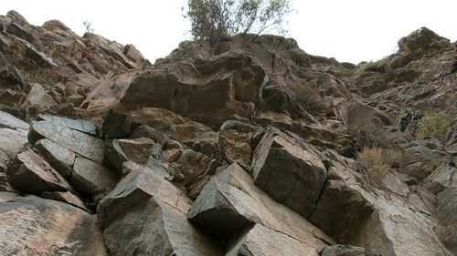 Scenic view of rock formation against clear sky