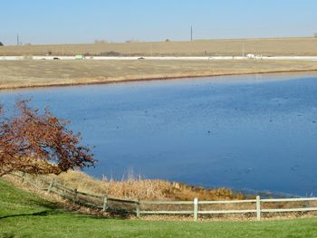 Scenic view of land against clear sky