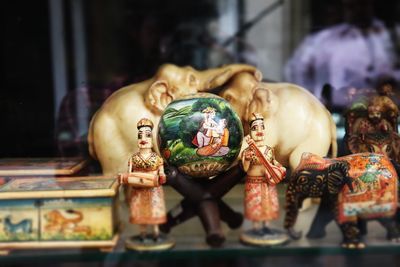 Close-up of toys on table