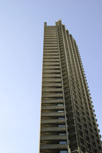 Low angle view of modern building against clear sky