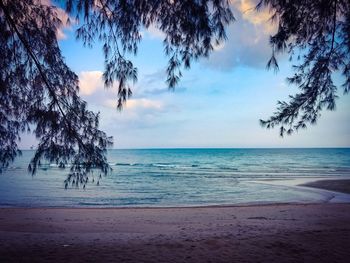 Scenic view of sea against blue sky