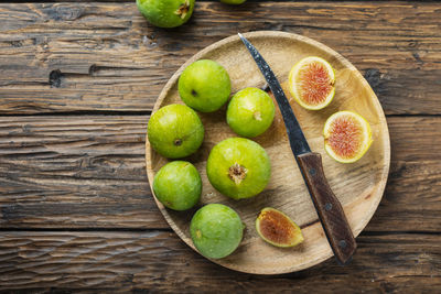 High angle view of fruits on table