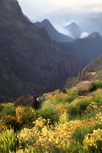 Scenic view of mountains against sky