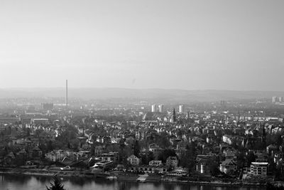Cityscape with river in background
