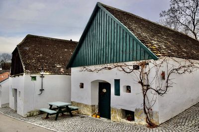 Old wine cellar against sky