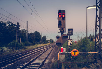 Train signal on railroad track