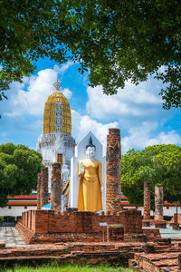 Low angle view of temple against sky