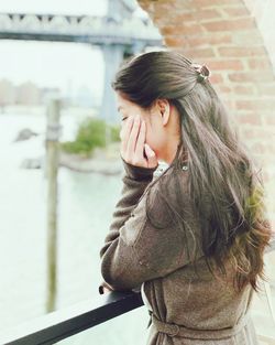 Close-up of young woman outdoors
