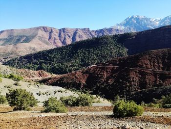 Scenic view of mountains against clear sky