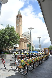 Bicycles on street in city